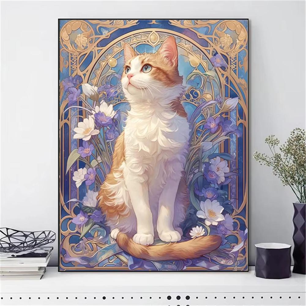 Resin 2026 New 5D Diy Diamond Painting Animal Cat Full Square Round Mosaic Flower Complete Kit Art Wall Decor Gift