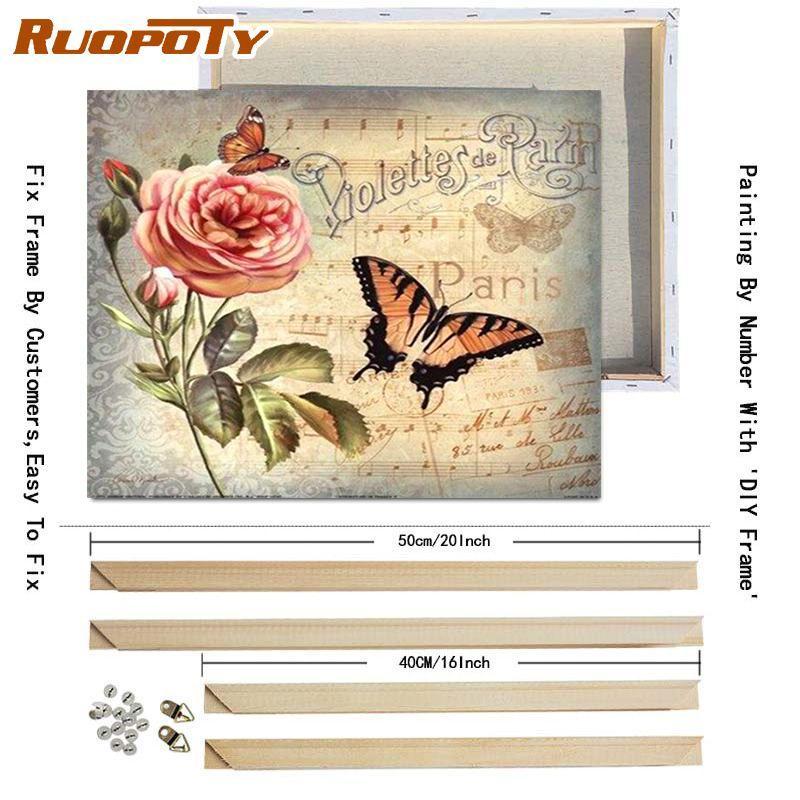 RUOPOTY Olejomalba podle čísel Motýl Nástěnné umění Jedinečný dárek Ručně malovaný obraz podle čísel Zvíře Dekor dětského pokoje