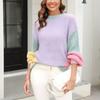 2023 Herbst/Winter Casual Pullover für Frauen Gestrickte Crew Neck Patchwork Mode Pullover Pullover