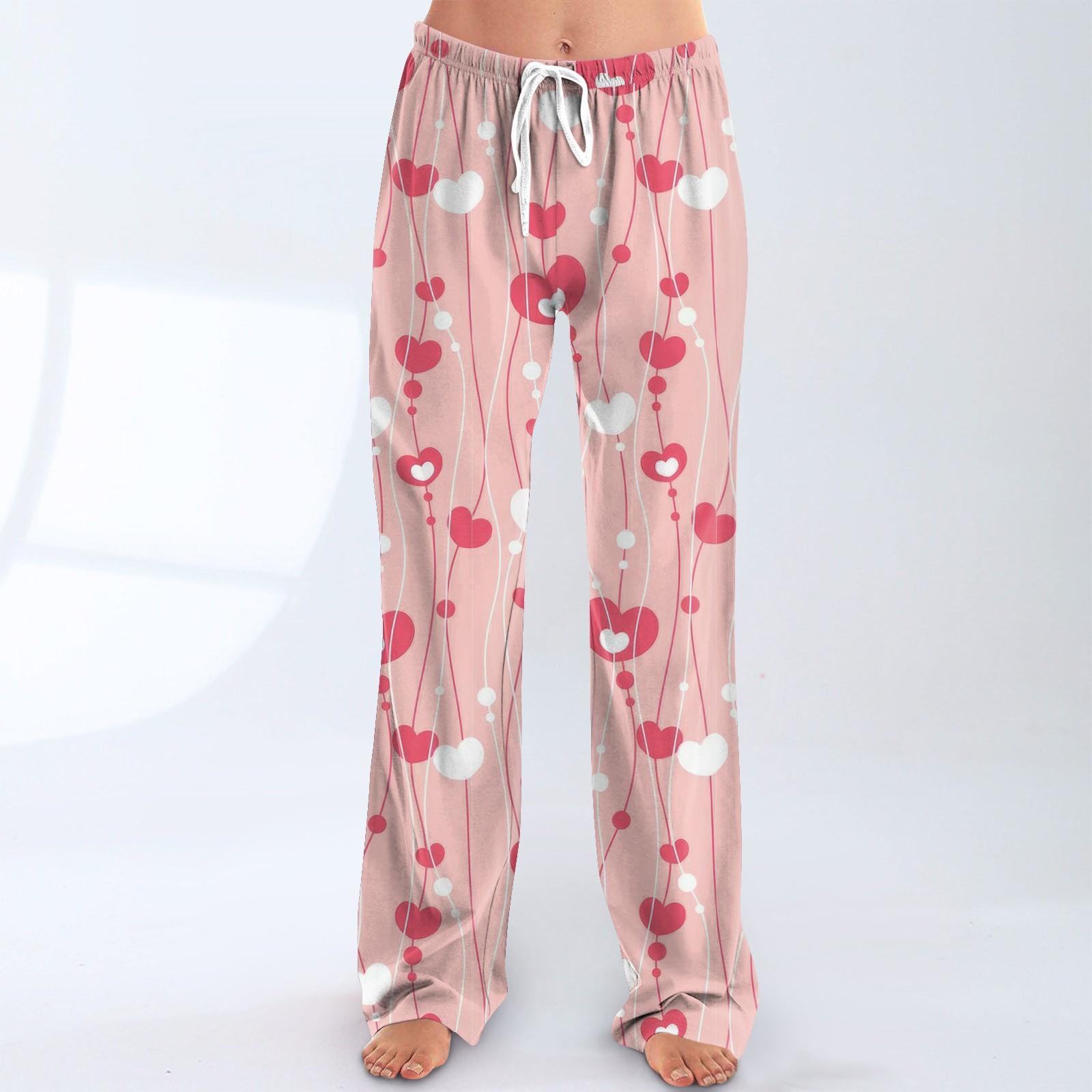 

Женские пижамные штаны, одежда для сна, повседневные брюки с эластичной резинкой на талии, удобные прямые свободные брюки для йоги XL розовый