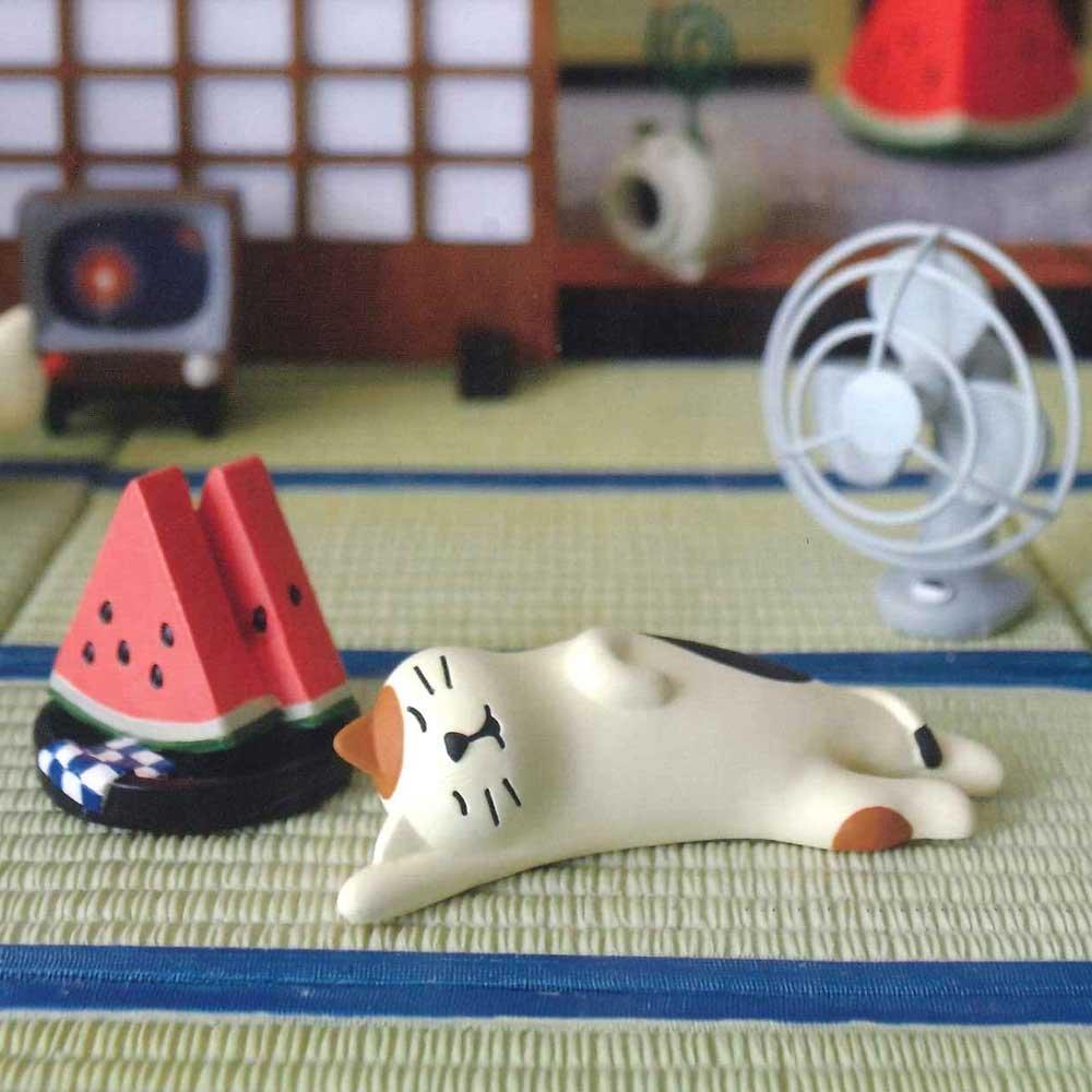 Decore Concombre Cat Mascot, Sleeping Cat, Approx. 70 X 25 X 20 Mm (unit Mm)