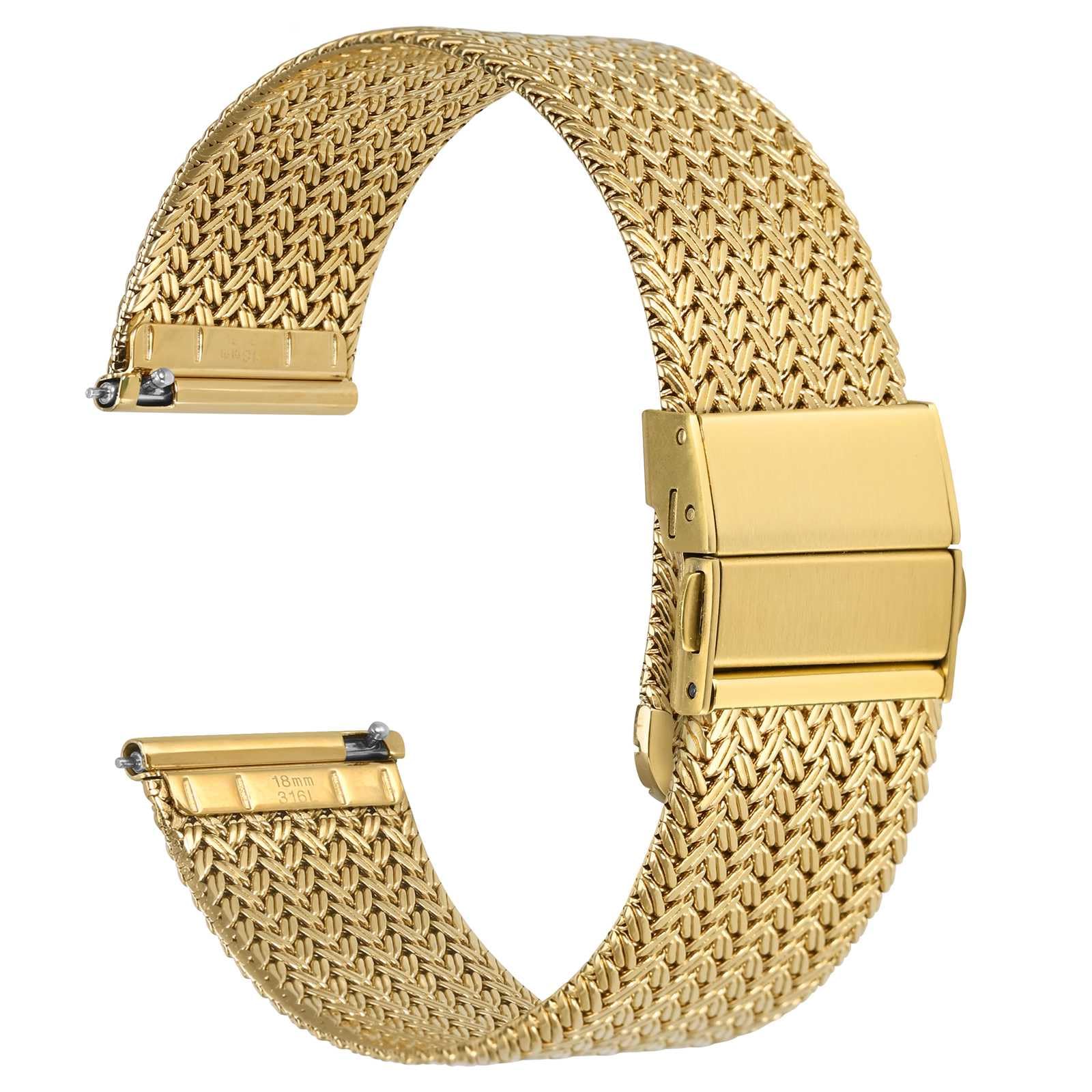 

WOCCI Elite Metal Watch 316L Stainless Steel with Quick Release Upgrade Gold Strap, 18mm, Clasp, золотий