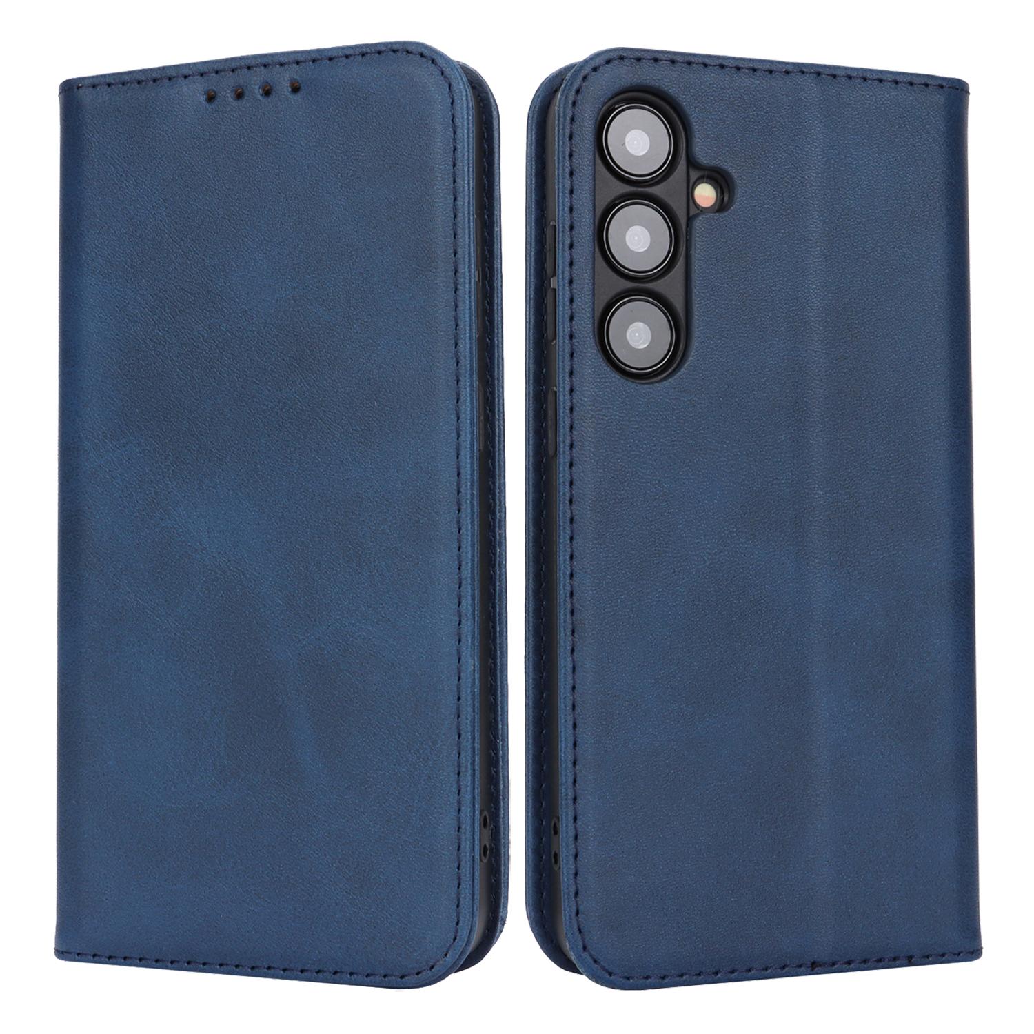 

For Samsung Galaxy S24 Wallet Leather Case Magnetic Closing Phone Cover Dark Blue