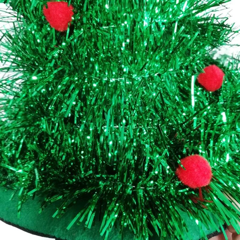 Leuchtender Weihnachtsbaumhut mit Stern für Weihnachtsfeier Kostümzubehör für Kinder Erwachsene Weihnachten Grüner Hut