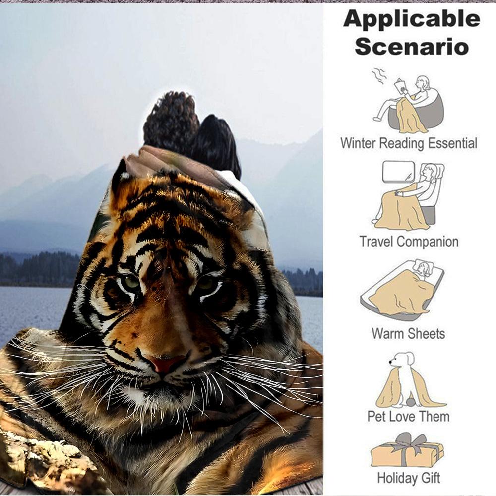 1pc Tiger Pattern Soft & Warm Polyester Knit Blanket, Digital Printed, All-Season Throw for Napping, Traveling, Sofa yy250906038