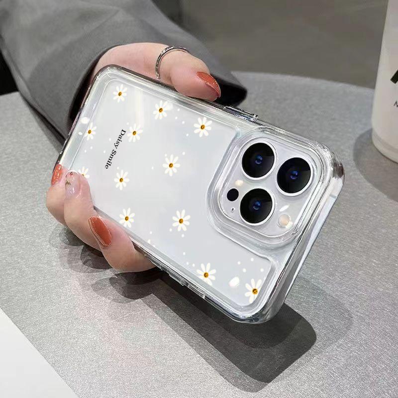 Transparent Small Chrysanthemum Flowers Case For Samsung Galaxy A16 A35 A55 A54 A33 A53 S25 S24 Ultra S23 Plus S22 S21 FE Cover