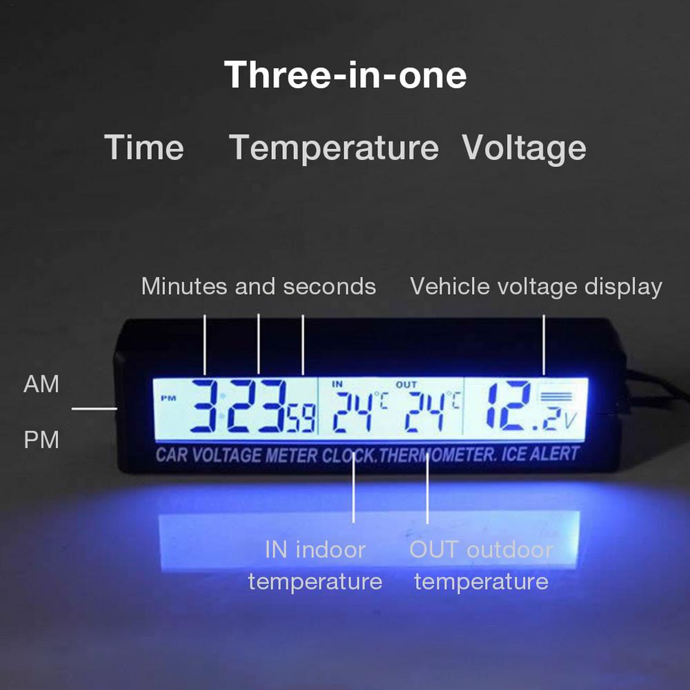 Adeeing EC88 Car Thermometer  Clock  Voltmeter Electronic Clock Two-color Electronic Thermometer