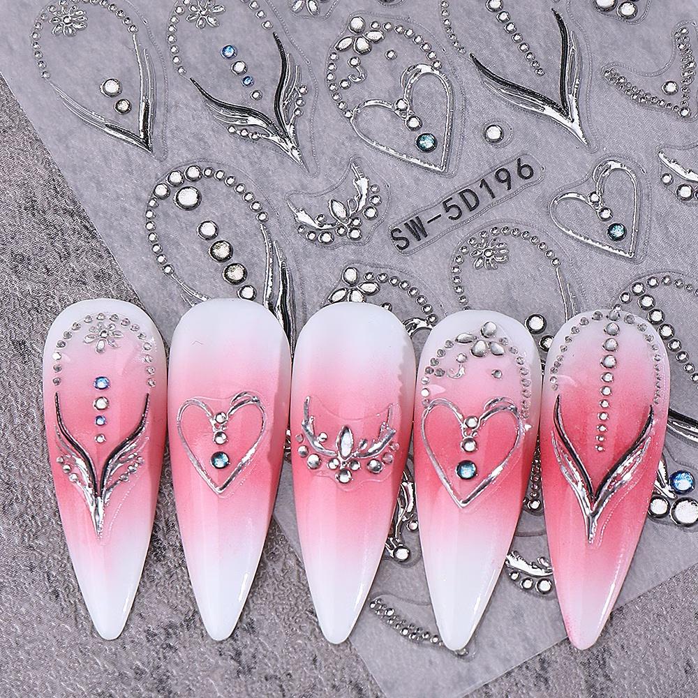 Heart-shaped Luxury Necklace Design Nail Stickers
