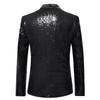 Men Nightclub Prom Suit Coats Mens Costume Stage Clothes Shiny Gold Sequin Glitter Embellished Blazer Jacket