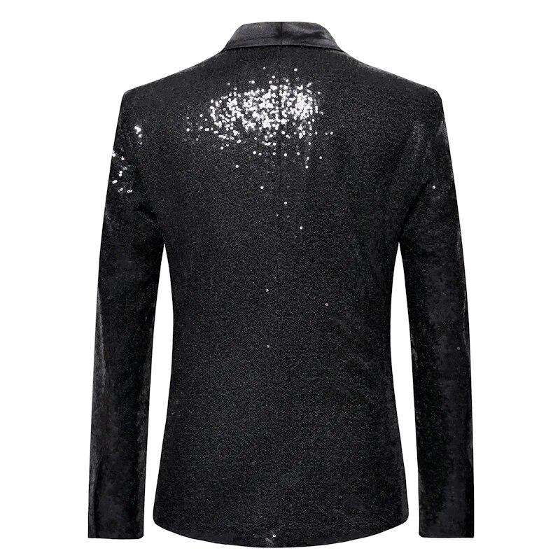 Men Nightclub Prom Suit Coats Mens Costume Stage Clothes Shiny Gold Sequin Glitter Embellished Blazer Jacket