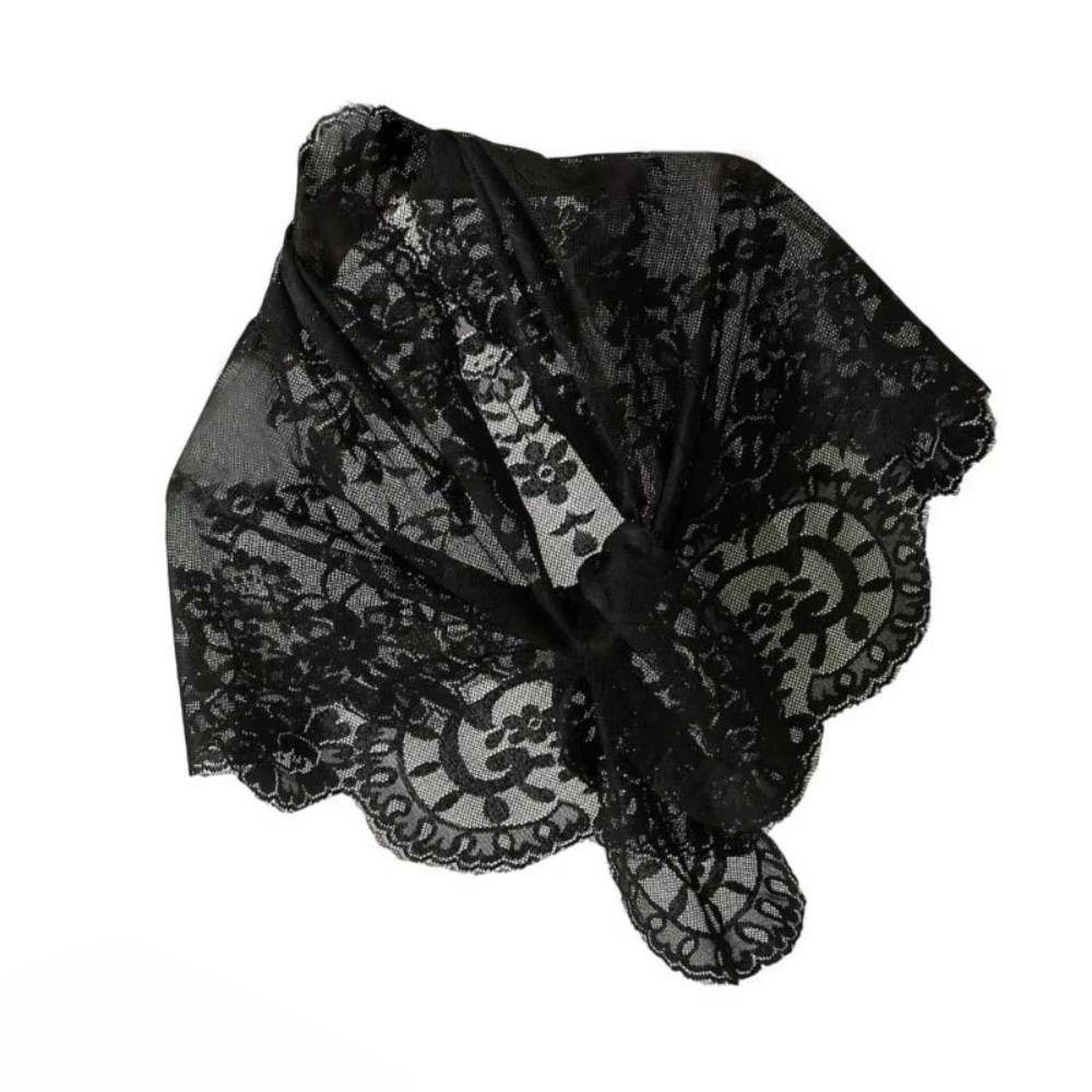 Vintage Head Covering Scarf Shawl French Style Wedding Headscarf Lace Triangle Scarf Travel