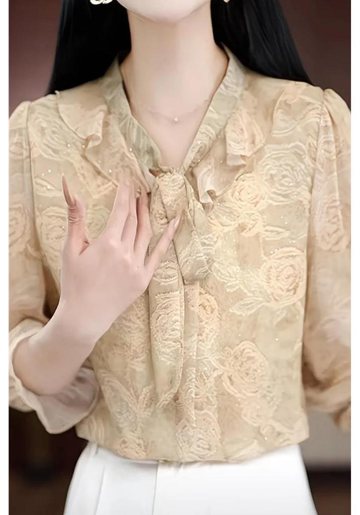 Stylish Seven-Sleeve Chiffon T-Shirt for Middle-Aged and Elderly - Versatile, Youthful Summer Wear
