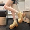 Women's Platform Short Boots 2026 Autumn Winter New Vintage Height Increase Casual Shoes Zipper Comfortable Non Slip Ankle Boots