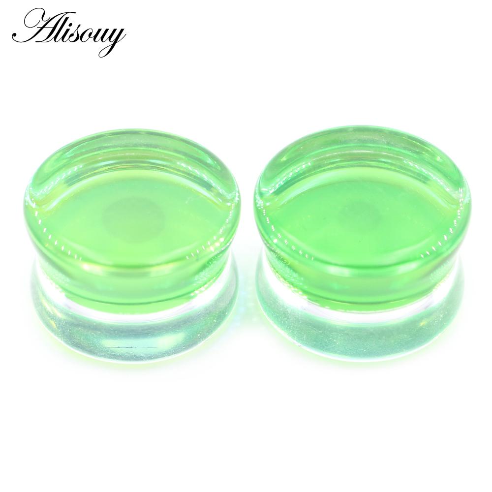 Alisouy 1PC 6mm-30mm Runde Glas Frauen Männer Ohr Stecker Tunnel Messgeräte Keil Expander Extender Ohrringe piercing Körper Schmuck