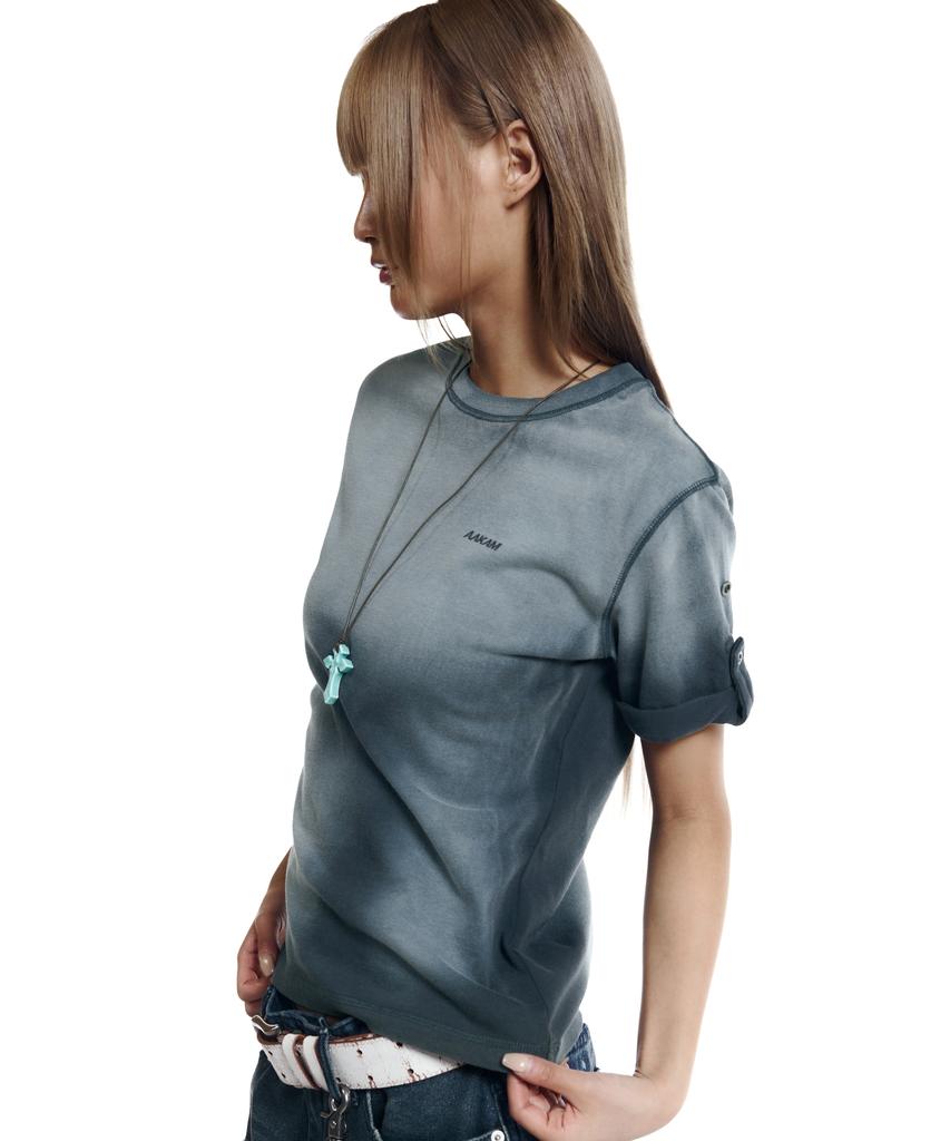 AAKAM Dirty Mist Roll-Up Half Top (Navy)