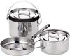 [Amazon.co.jp Exclusive] Captain Stag Stainless Steel Cookware Set, Medium Set, Made in Japan, Tsubame-Sanjo, Laguna UY-7033, Silver, Medium Size