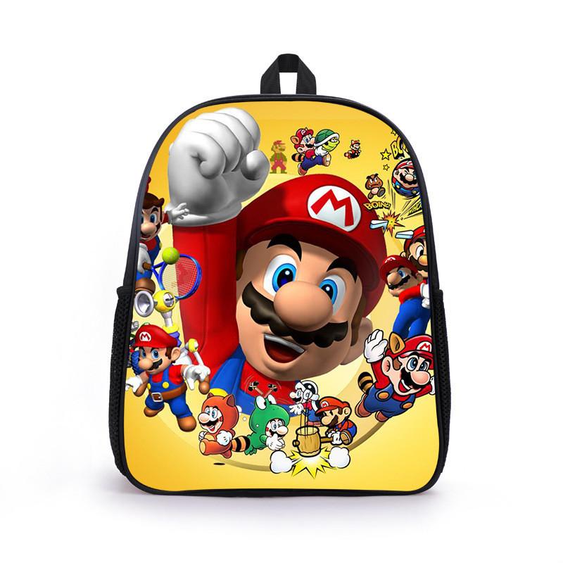 Mario Cartoon Backpack For Elementary Boys With Breathable Lightweight Oxford Fabric
