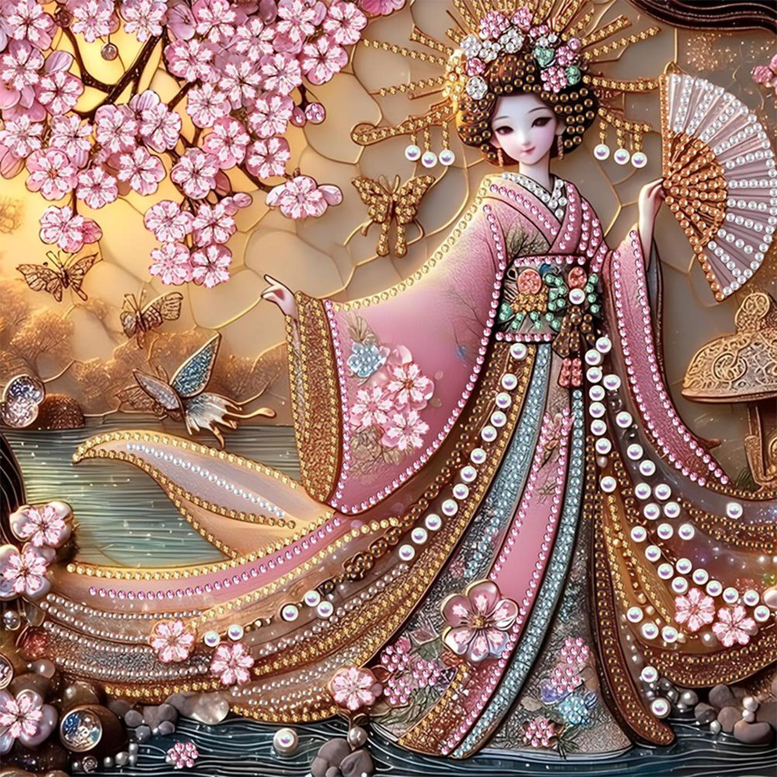 5D DIY Частичная специальная форма сверла Алмазная картина Японская красота Комплект30x30см