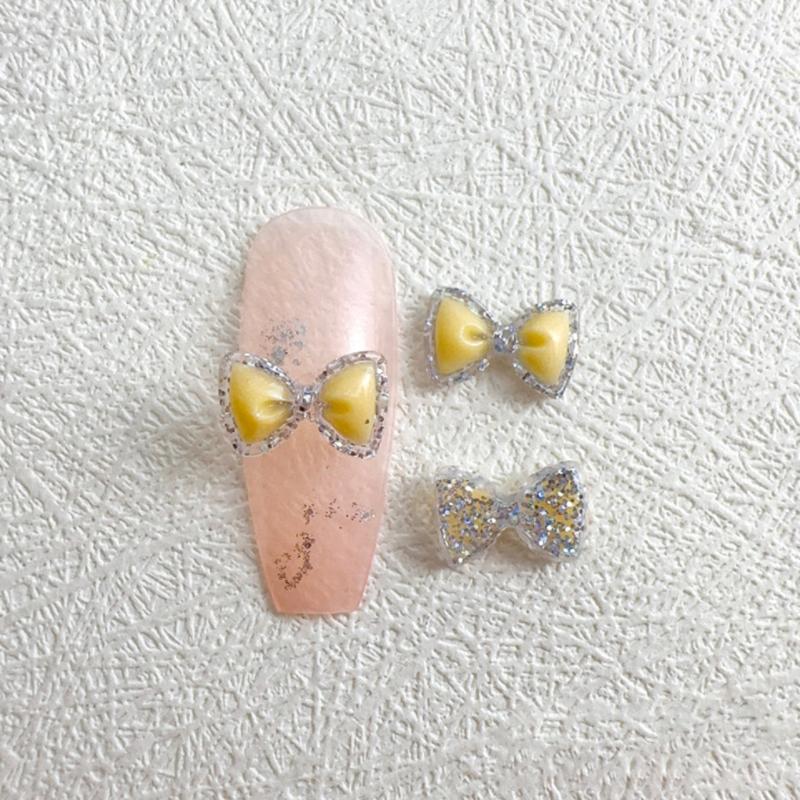 30 Pcs/Bag Luminous Super Flash 3D Bow Nail Art Jewelry Cute Bow Nails Decoration  Design Diy Resin Nails Art Accessories