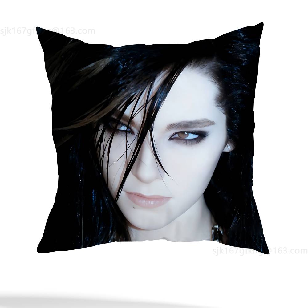 Federa Cuscino Quadrata Stampa Double-Sided Peluche Corto Copricuscino Divano Camera da Letto Comodino T-Tom Kaulitz Bill Kaulitz