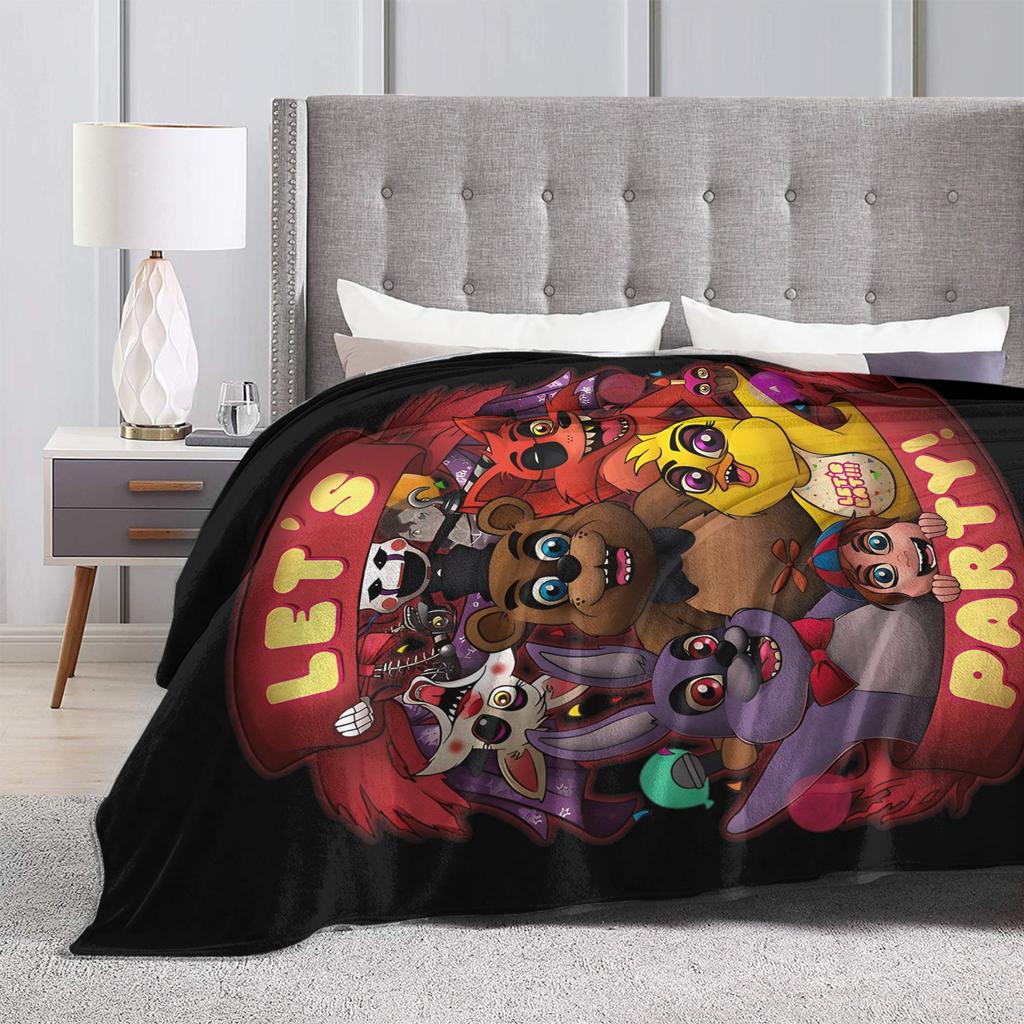 FNAF At Freddys Let's Party Blanket Velvet Autumn/Winter Multifunction Super Warm Throw Blanket for Sofa Office Bedspread