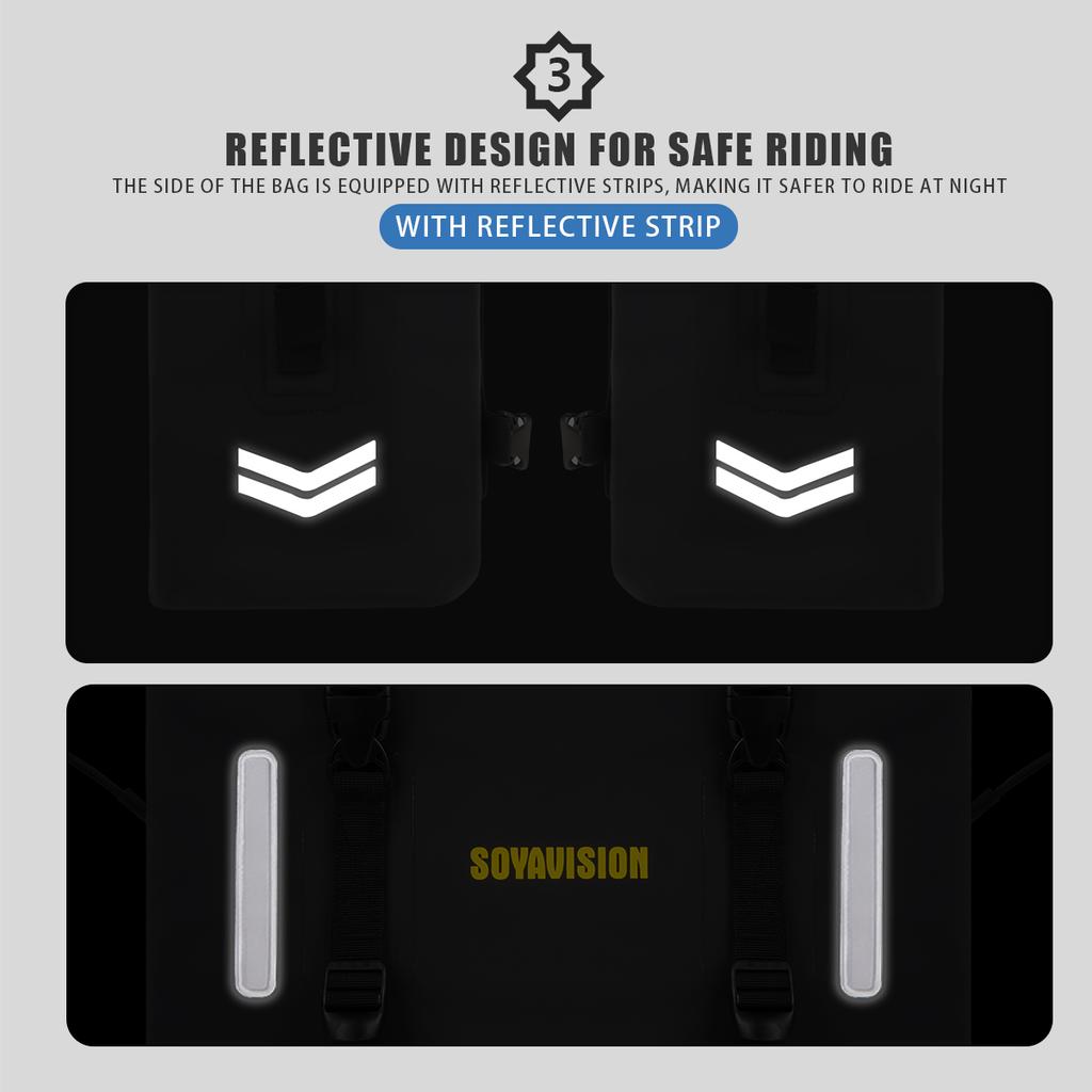 SOYAVISION Motorcycle Side Bag Fully Waterproof Inside 30L Universal Hook Saddle Bag With Removable Motorbike Luggage