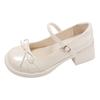 Białe francuskie retro grube wysokie obcasy płytkie buty damskie 2025 nowe lato ze spódnicą kokarda buty Mary Jane