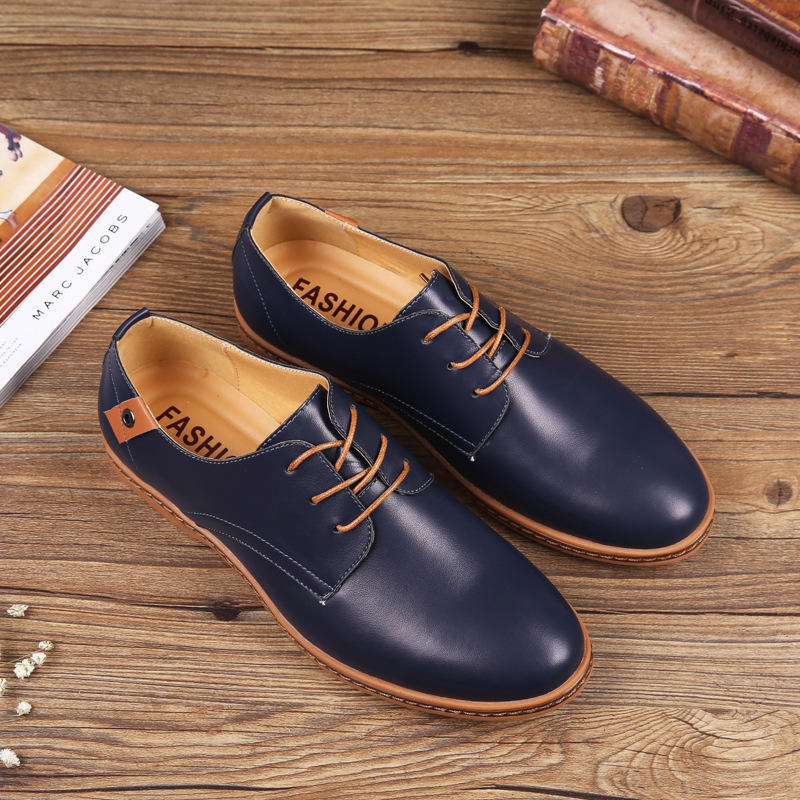 Fashion 2025 Men Must Have Basic Shoes Low Top Black Brown Blue Men Oxford PU Leather Shoes Comfortable Men Office Dress Shoes Big Size