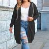 Women's Fashion Casual Plus Size Hooded  Long-Sleeve Solid Jacket