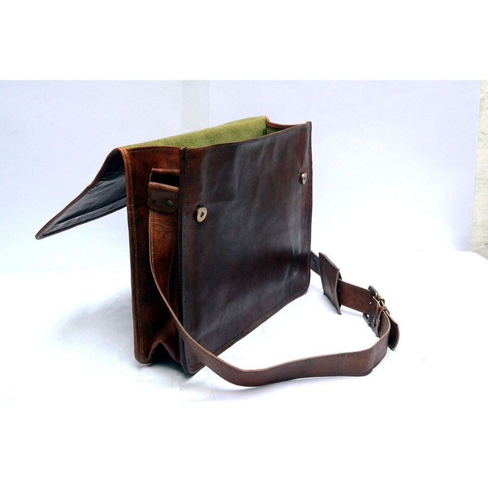 Skórzana torba listonoszka na ramię w stylu vintage, męska, teczka na laptopa