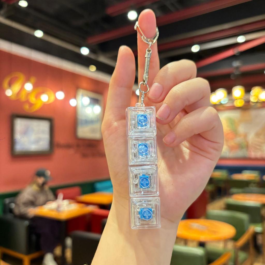Popular Russian Key Keychain Transparent Fingertip Decompression Luminous Toy Mechanical Keyboard Car Key