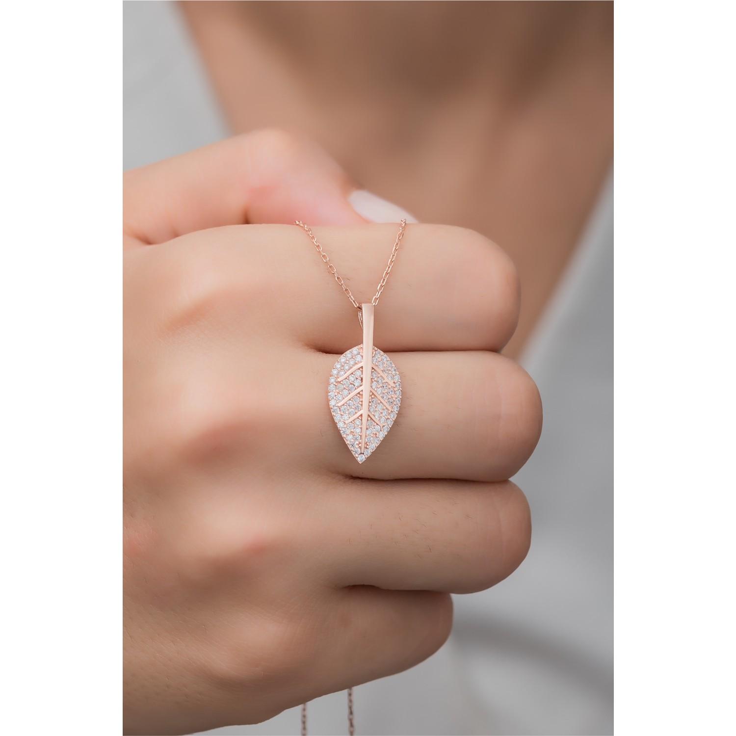 

Ожерелье с каменным листом из стерлингового серебра 925 пробы с цирконом