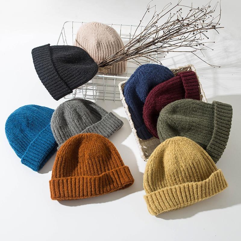 Hat knitted hat women's autumn and winter trendy brand core-spun yarn cold hat men's yuppie melon skin headhat