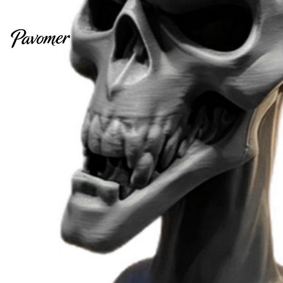 3D Printed Skull Statue Statue, Halloween Creepy Figurine, Gothic Table Party Props Centerpiece, Spooky Ornament for Home Mantel Desk Decor Supplies