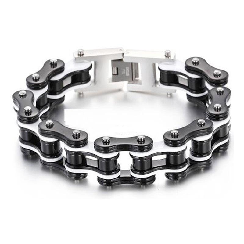 Punk Pulseiras e Braceletes Laranja de Bicicleta para Homem Preto Corrente de Motocicleta Pulseira Homem Mulher Aço Inoxidável Joias de Pulso Biker