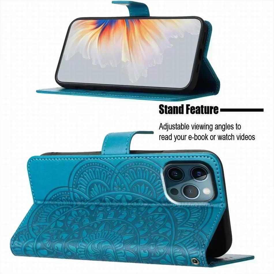 Cute Flower Phone Case For Huawei Y7A Y6P Y5P Y5 Y6 2018 Y7 Prime Y6S P Smart 2021 2020 2019 2018 Z Card Cash Slots Wallet Cover