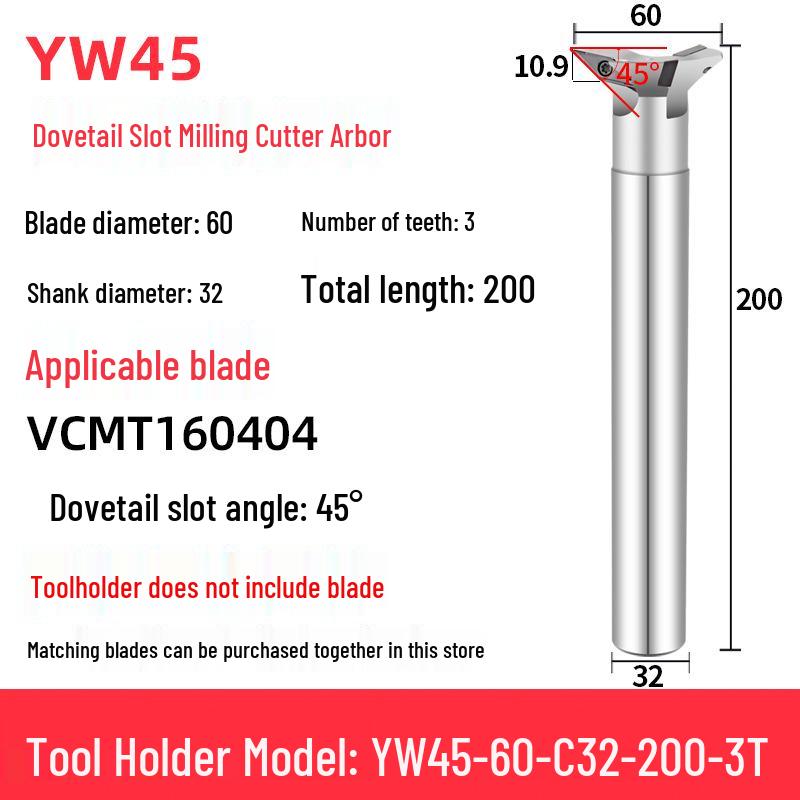 45°-75° CNC V-Shaped Dovetail Groove Milling Cutter with Inner Hole