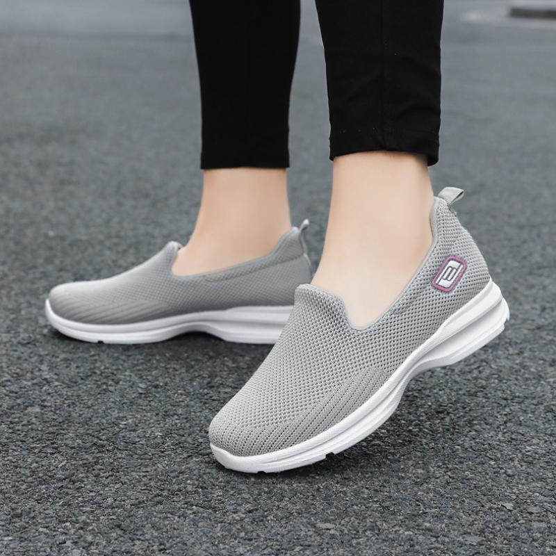 Summer Cloth Shoes, Single Shoes, Shallow Mouth Casual Shoes, Middle-aged and Elderly Solid Color Mother's Shoes