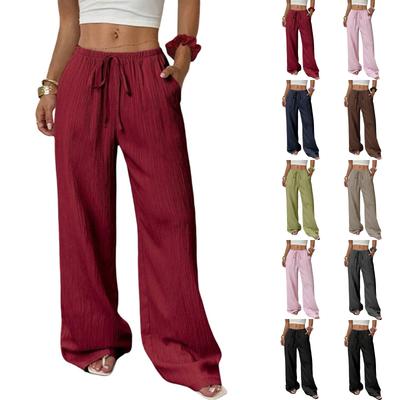 Fashion Women's Versatile Drawstring Casual Solid Color Pleated Wide-leg Pants For Women