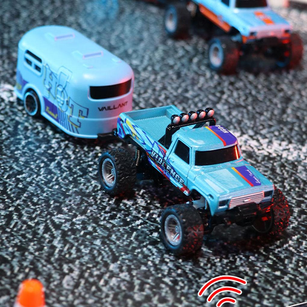 ABS 1/64 Mini Rc Monster Truck With Trailer 4G Remote Control USB Rechargeable Alloy Housing