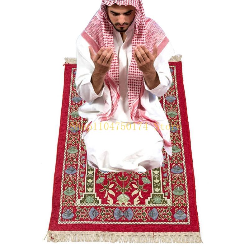 Muslim Prayer Rug Thick Islamic Chenille Praying Mat Floral Woven Tassel Blanket Top Sale