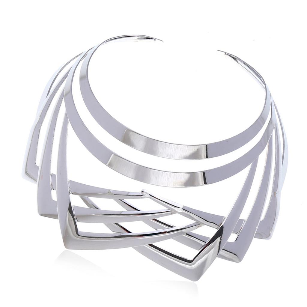Cooler metallischer Choker Schichtketten Halskette Elegantes kantiges Kragen Schmuckstück für Hochzeitsfoto Bühnenshow