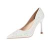 Fashion Point-toe Women's Sandals Nightclub Show Thin Stiletto Women's Single Shoes Rhinestone Sequin High-heeled Shoes
