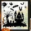 Spooky Party Decorations Halloween Static Sticker, with Witch/Ghost/Castle/Bat Horror Silhouette Patterns, Durable PVC Bat And Pumpkin Decals