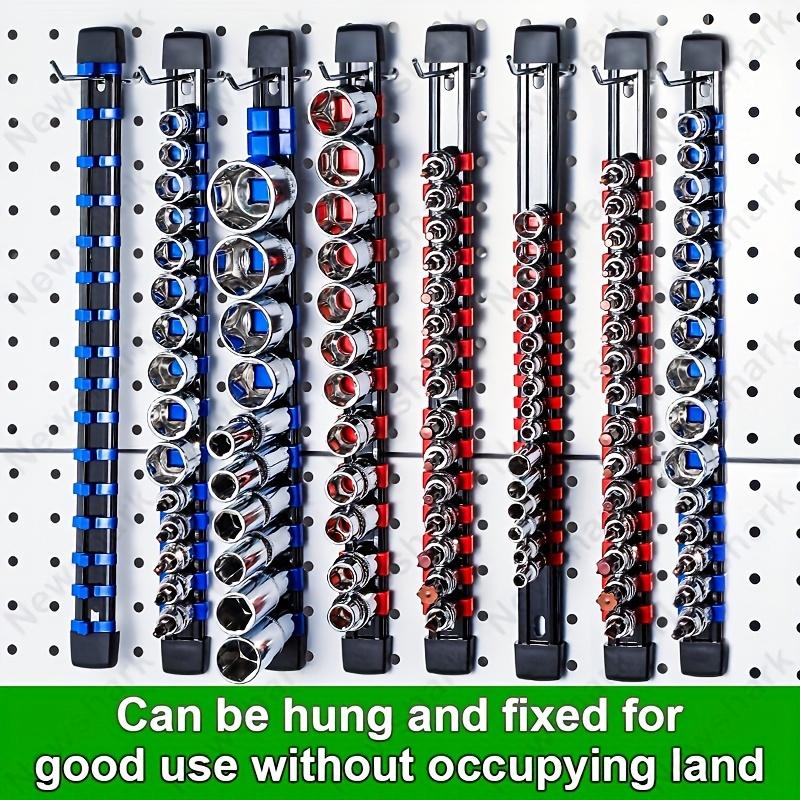 6pcs Socket Organizer, 1/2 Inch, 3/8 Inch And 1/4 Inch Drive Socket Rail Holders, Heavy Duty Socket Racks, Black Rails