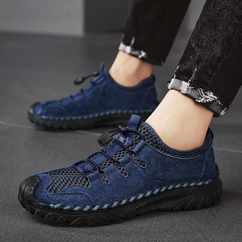 

Summer High Quality Men Hiking Shoes Climbing Sneakers Outdoor Athletic Sport Shoes Men Trekking Mountain Tenis Masculino 37 синий