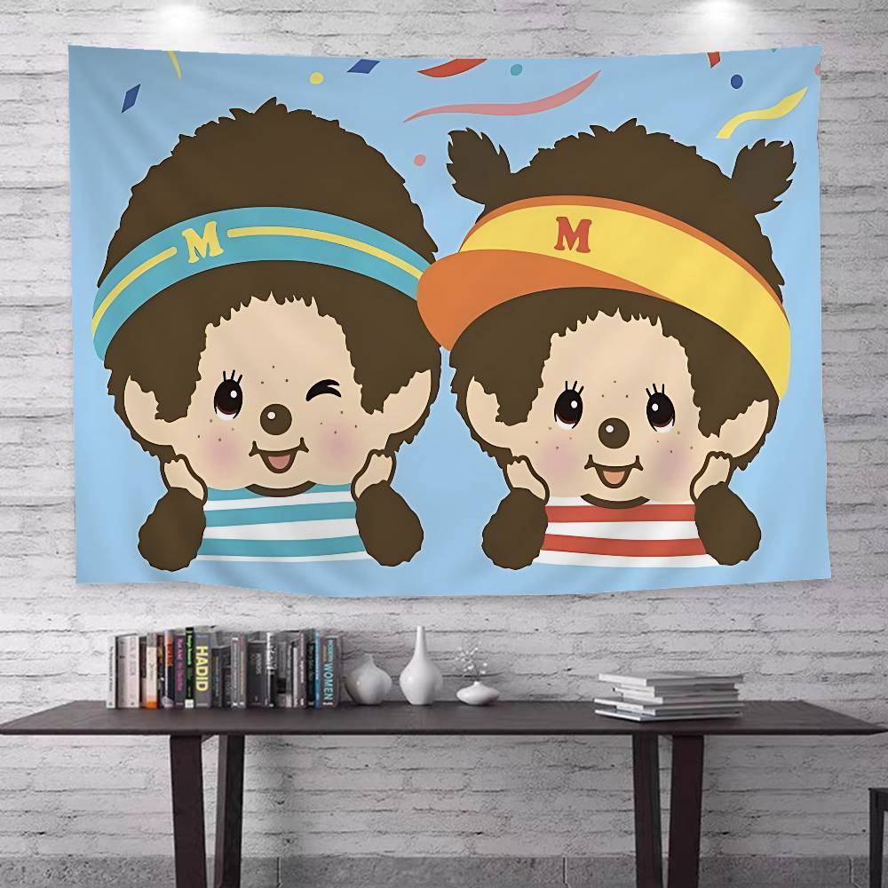 Japanese Cute Doll MMonchhichiS Cartoon Tapestry Art Science Fiction Room Home Decor Wall Hanging Sheets