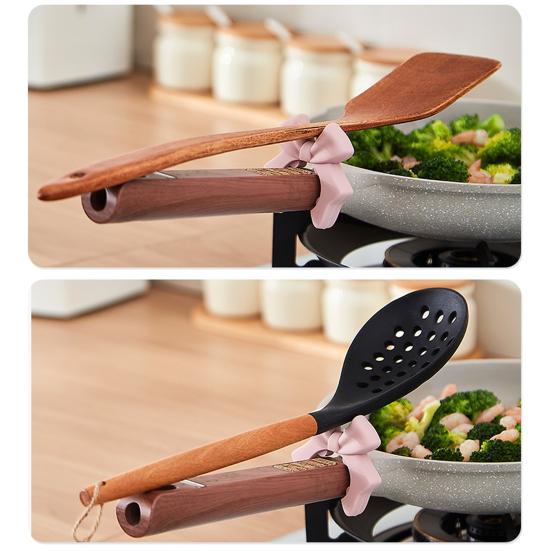 Spatelhållare för gryta Silikonskedstöd Rosettdesign Klämma Spatelstöd Gryta Panna Hållare för matlagning Håller köksbänken ren