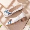 Women's Block Heel Embroidered Shoes Spring Autumn New Loose Round Toe Ethnic Style Cheongsam Shoes Kitten Heels Casual Shoes