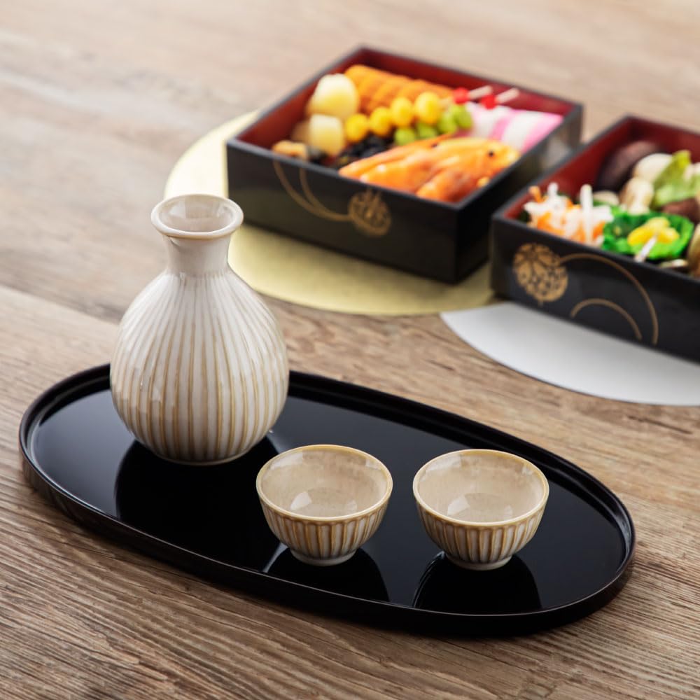 Oval Obon Haretoke Black Width 30cm X Depth 16cm X Height Made In Japan Obon Tray Tray Echizen Lacquerware Small Mini Obon &NE NSY-345-BK